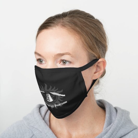 The Family Business Black Cotton Face Mask (Angled)