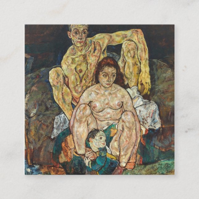 The Family Egon Schiele 1918 Square Business Card (Front)
