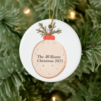 The Family Name Christmas 2025 Elegant Script  Ceramic Ornament