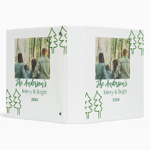 The family name green Christmas tree photo modern 3 Ring Binder