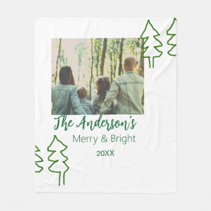The family name green Christmas tree photo modern Fleece Blanket