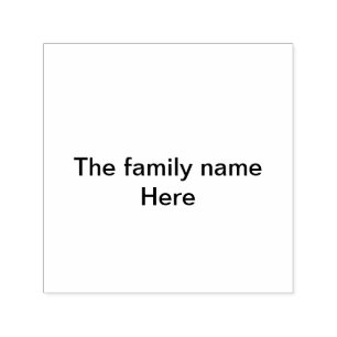 The family name here message simple minimal text self-inking stamp