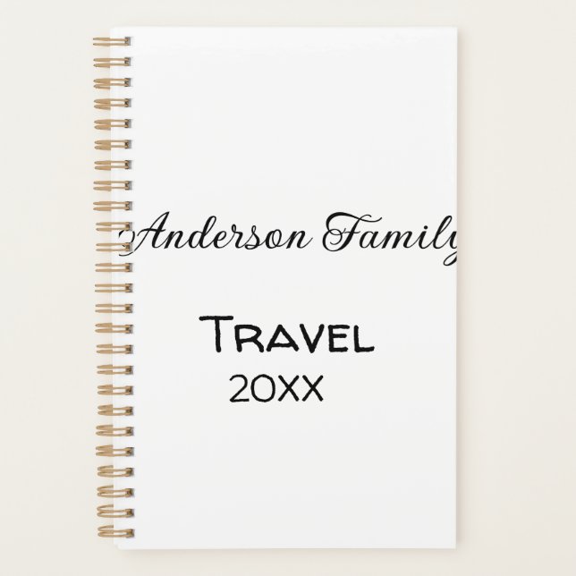 The family name travel vacation adventure add year planner (Front)