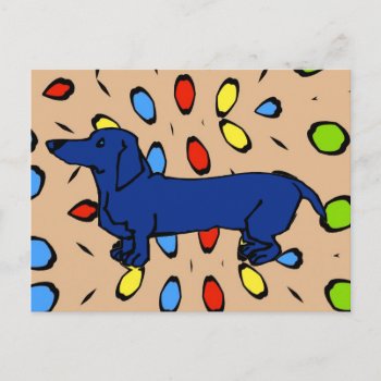 The Famous Blue Dachshund Dog Postcard by figstreetstudio at Zazzle