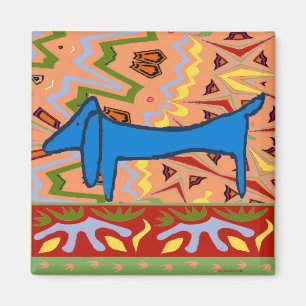 The Famous Blue Dachshund on Abstract Magnet
