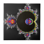 The Famous Full Mandelbrot Set Fractal Art Ceramic Tile<br><div class="desc">The Famous Full Mandelbrot Set in rainbow, black and grey colors beautiful fractal math pattern on black background. Rendered at very high resolution.</div>