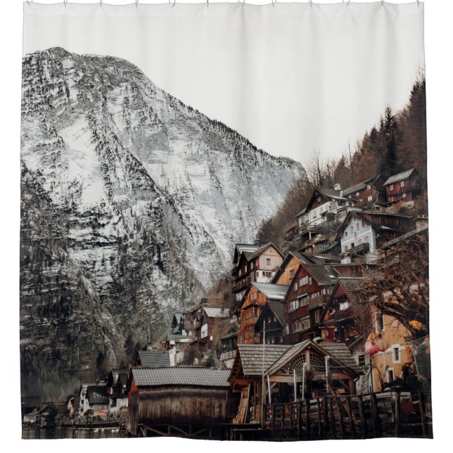 THE FAMOUS HALLSTATT IN AUSTRIA SHOWER CURTAIN (Front)