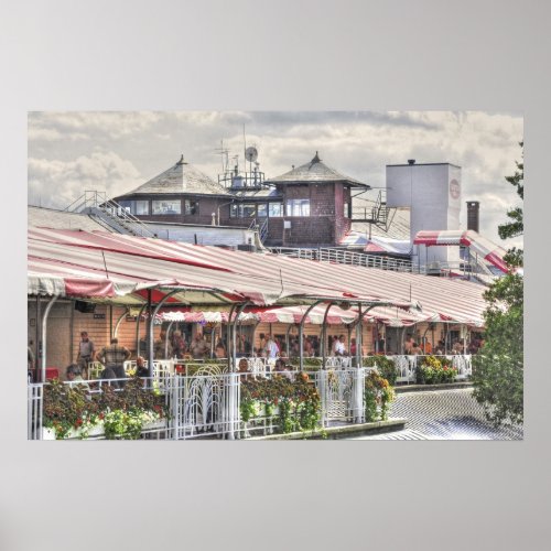 The Famous Red and White Awnings at Saratoga Race Poster