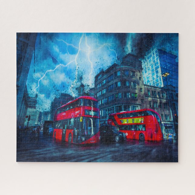 The Famous Red London Buses. Jigsaw Puzzle (Horizontal)