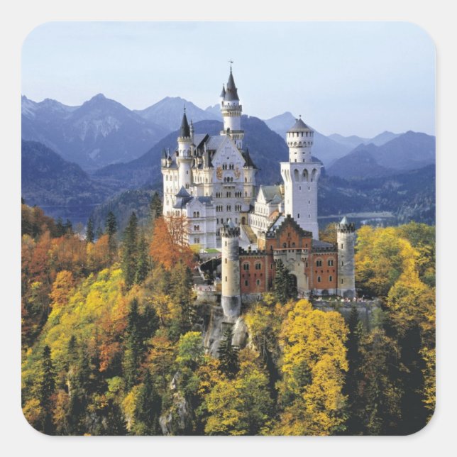 The fanciful Neuschwanstein is one of three Square Sticker (Front)