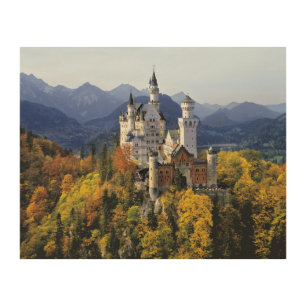 The fanciful Neuschwanstein is one of three Wood Wall Art