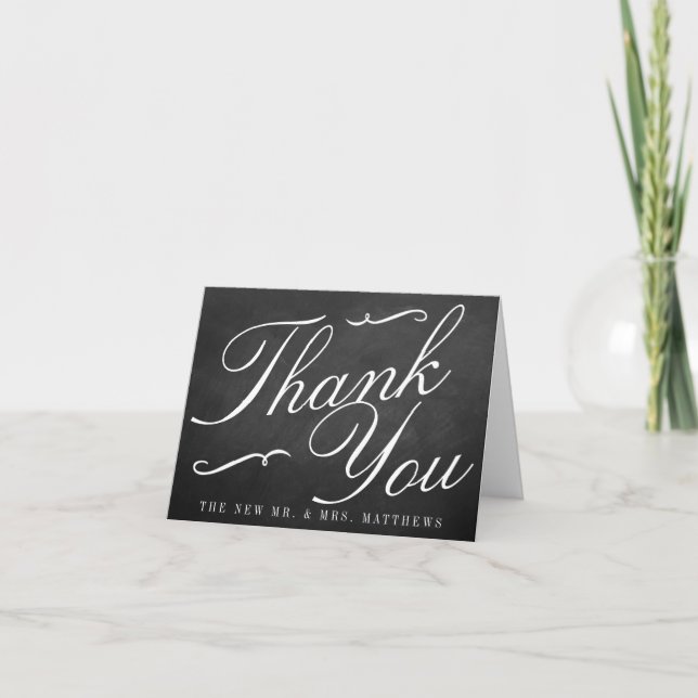 The Fancy Chalkboard Wedding Collection Letterpress Thank You Card (Front)