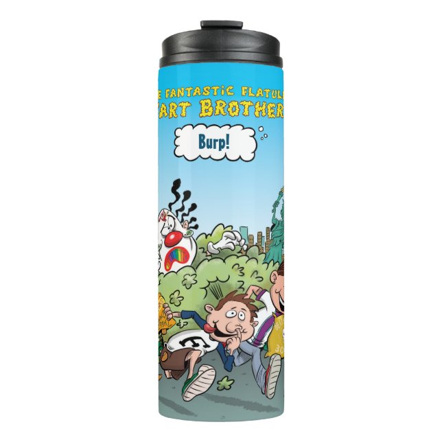 The Fantastic Flatulent Fart Brothers Gassy Gulp Thermal Tumbler (Front)