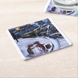 The Farewell Kiss Painting by Alfred Fox Square Paper Coaster