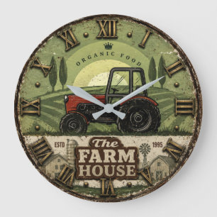 The Farm House Vintage Tractor Rustic Farmhouse Large Clock