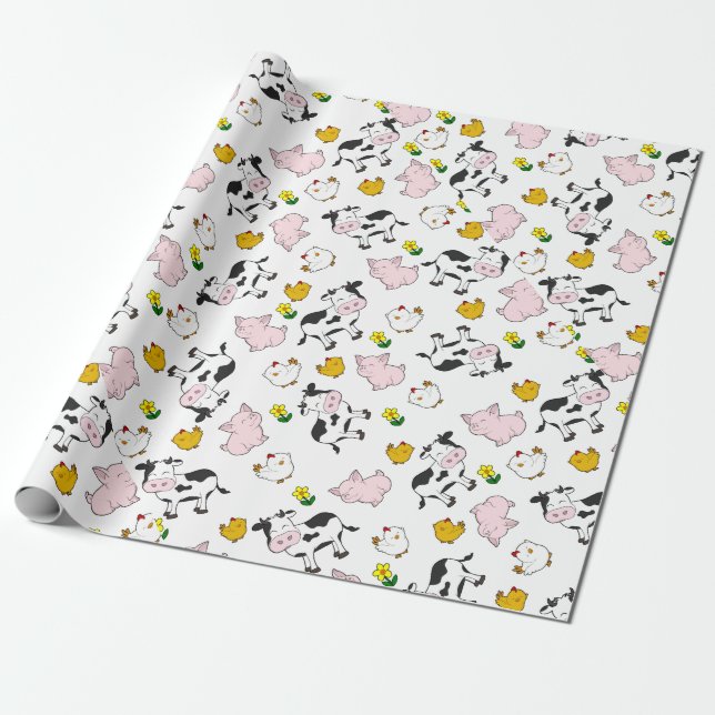 The Farm Pattern Wrapping Paper (Unrolled)