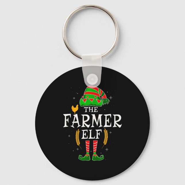 The Farmer Elf Group Matching Family Christmas Far Keychain (Front)
