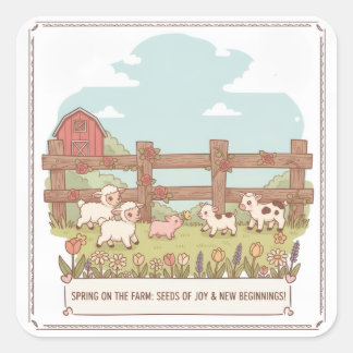 the farms animals  square sticker