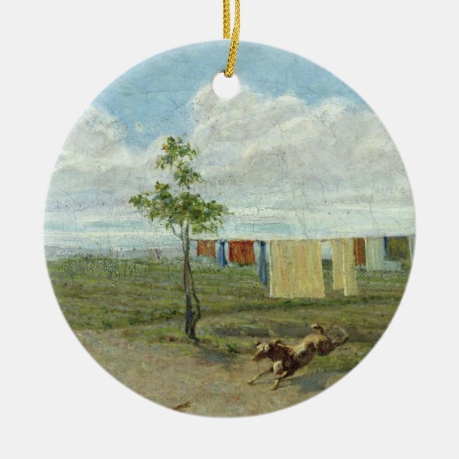 The Farmyard (oil on canvas) Ceramic Ornament (Front)