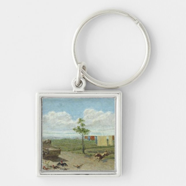 The Farmyard (oil on canvas) Keychain (Front)