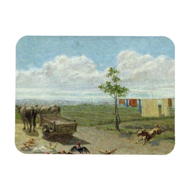 The Farmyard (oil on canvas) Magnet (Horizontal)