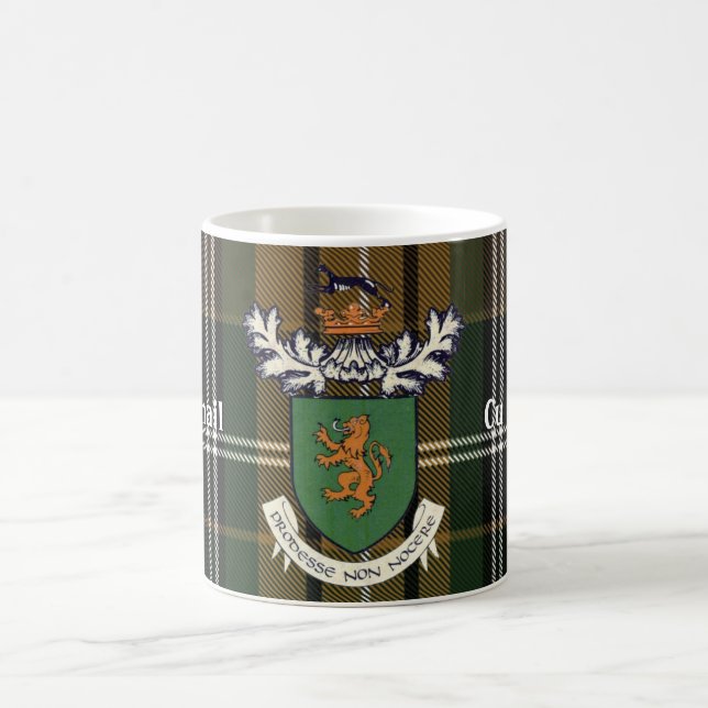 The Farrell Clan of Ireland coat of arms & tartan Coffee Mug (Center)