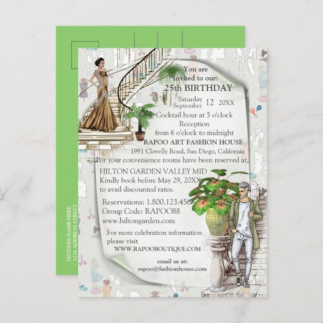 The Fashion designer  Announcement Postcard (Front/Back)