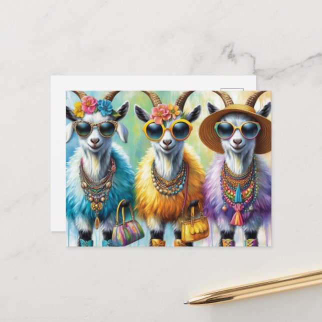 The Fashionable Goats Postcard (Front/Back In Situ)