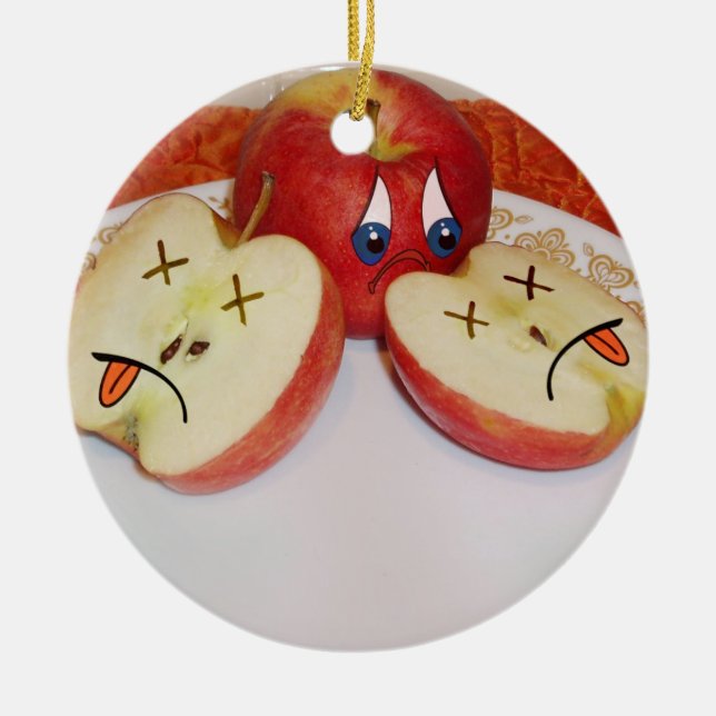 The Fate of a Juicy Apple Ceramic Ornament (Front)