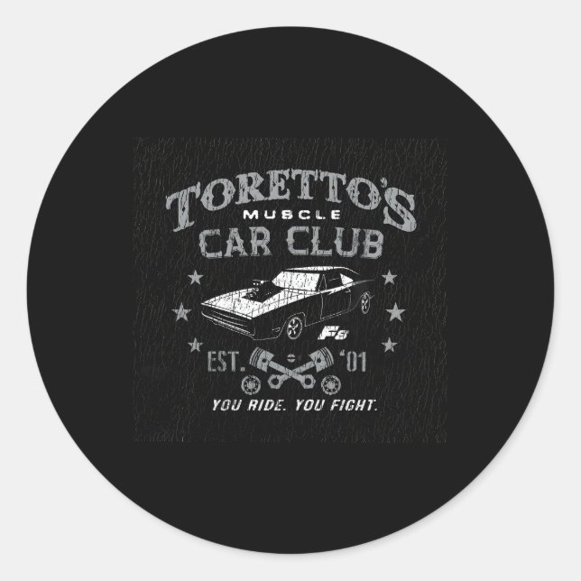The Fate Of The Furious Toretto'S Muscle Car Classic Round Sticker (Front)