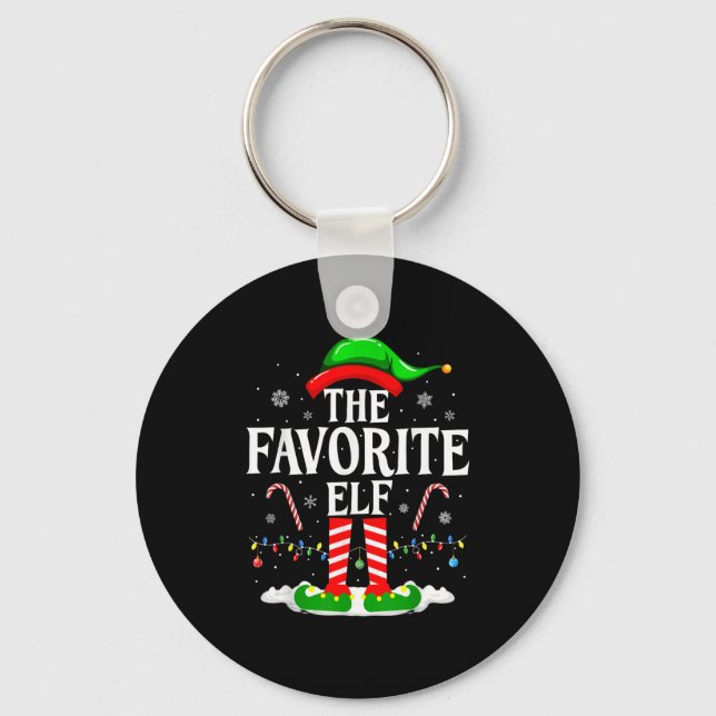 The Favorite Elf Funny Xmas Matching Family Christ Keychain (Front)