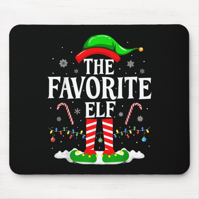 The Favorite Elf Funny Xmas Matching Family Christ Mouse Pad (Front)