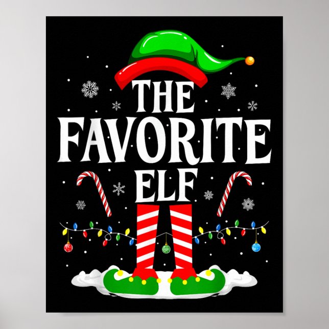 The Favorite Elf Funny Xmas Matching Family Christ Poster (Front)
