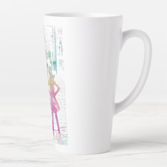 The Fearless Girl (Watercolor) Latte Mug (Right)