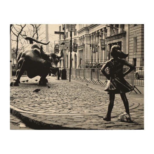 The Fearless Girl Wood Wall Art