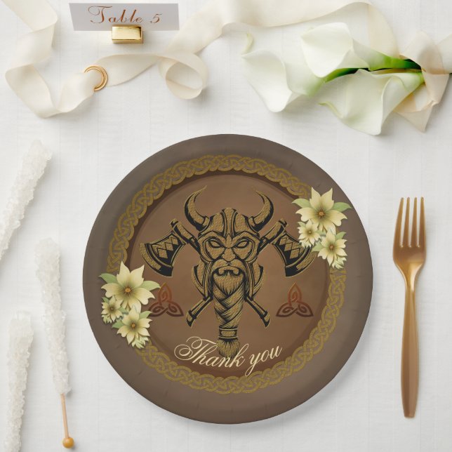The fearless viking with Helmet with horns.  Paper Plates (Wedding)