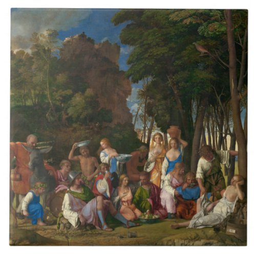 The Feast of the Gods by Giovanni Bellini Ceramic Tile