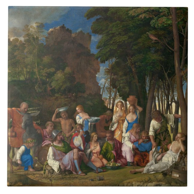 The Feast of the Gods (by Giovanni Bellini) Ceramic Tile (Front)