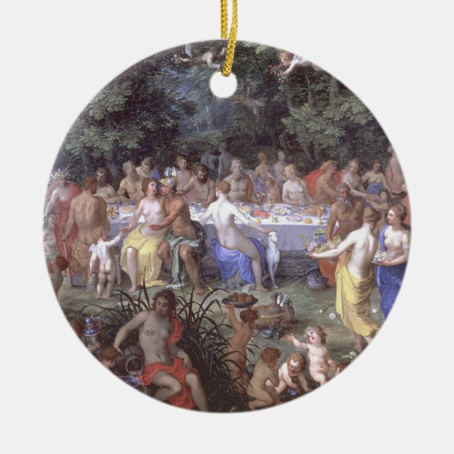 The Feast of the Gods (oil on canvas) Ceramic Ornament (Front)