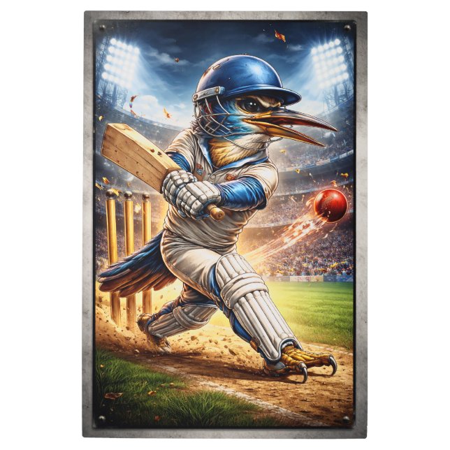 The Feathered Batsman Metal Wall Art (Front)