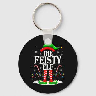The Feisty Elf Xmas Funny Matching Family Group Ch Keychain