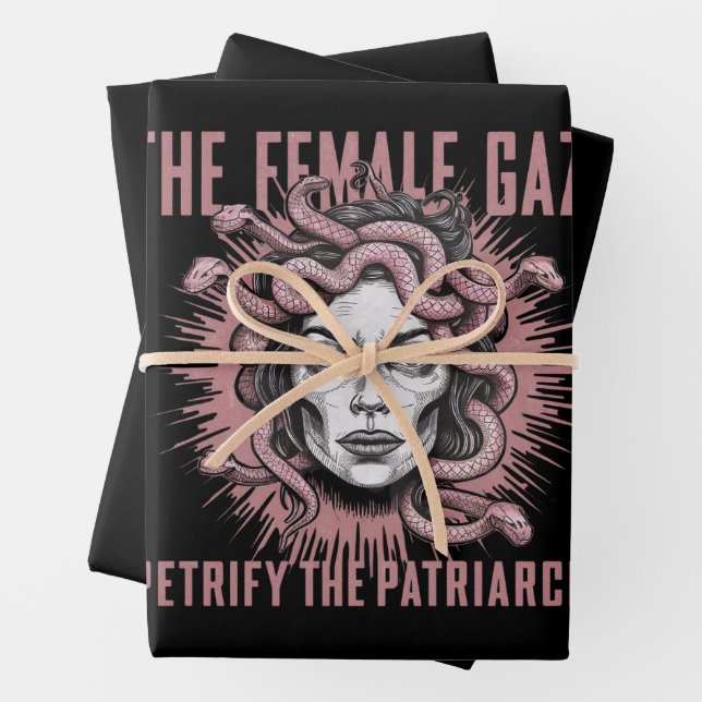 The Female Gaze Petrify The Patriarchy Medusa Wrapping Paper Sheets (In situ)