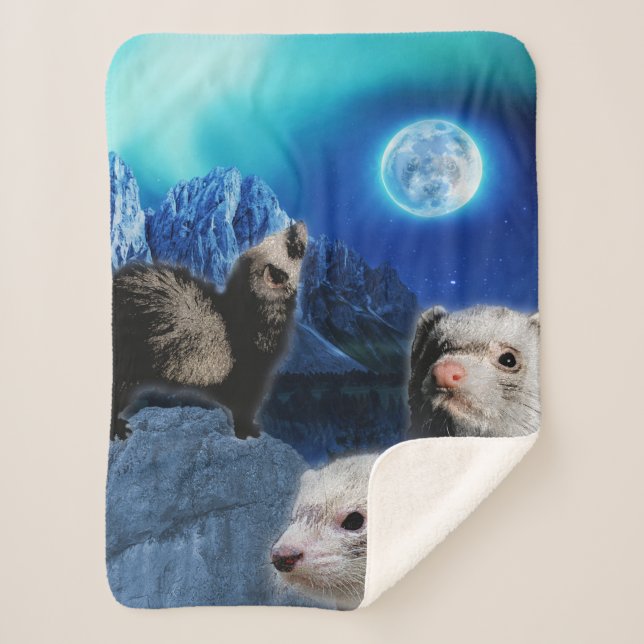 The Ferret Moon Sherpa Blanket (Front)