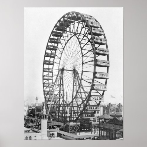 The ferris wheel at the Worlds Columbian Poster