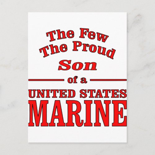 The Few The Proud Son Of A United States Marine Postcard