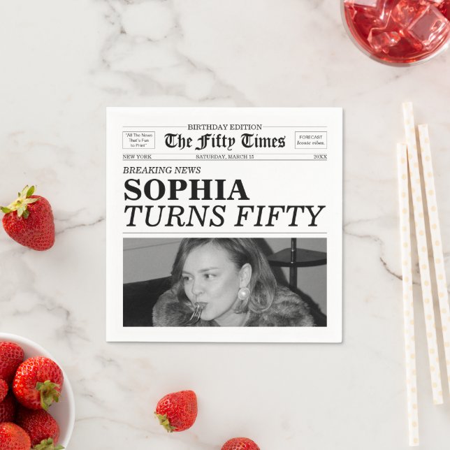 The Fifty Times Newspaper 50th Birthday Napkins (Insitu)