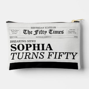 The Fifty Times Newspaper 50th Birthday Party Accessory Pouch