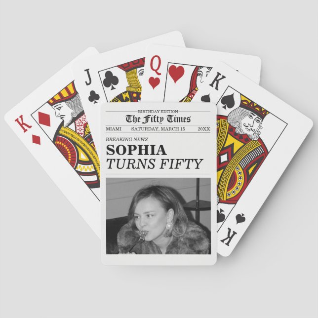 The Fifty Times Newspaper 50th Birthday Party Poker Cards (Back)