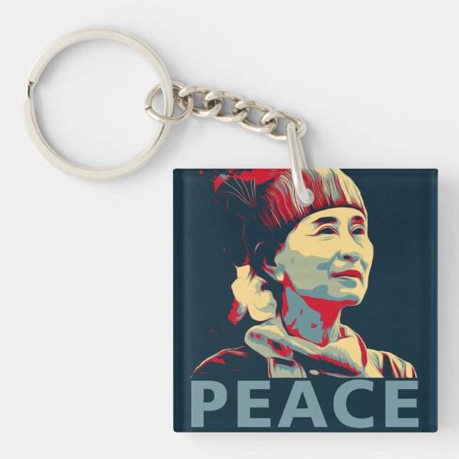 THE FIGHTER-Aung San Suu Kyi Personalized Keychain (Front)