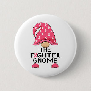 The Fighter Gnome - Breast Cancer Awareness Gnome Button